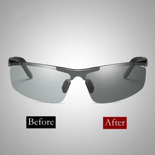 Sport Semi-Rimless TAC Polarized Photochromic Sunglasses Driver Rider Goggle Chameleon Change color Glasses Men Women