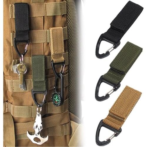 Molle Tactical Nylon Webbing Knapsack Keychain Triangle Backpack Waist Bag Fastener Hook Buckle Outdoor Camping Hiking Gadgets