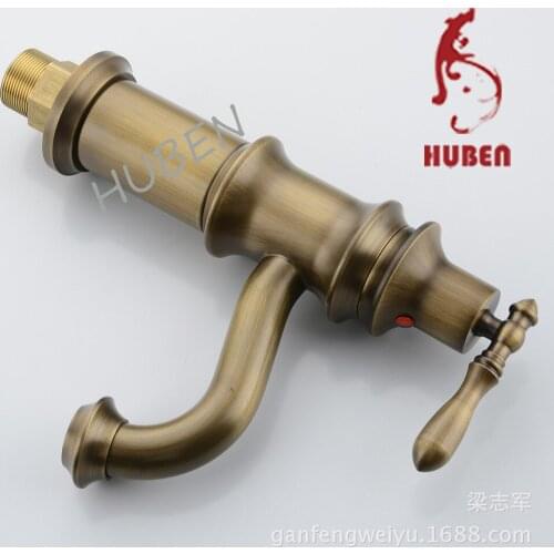 Tiger Ben basin basin faucet hot and cold antique vintage European-wide copper basin faucet basin faucet hole on stage