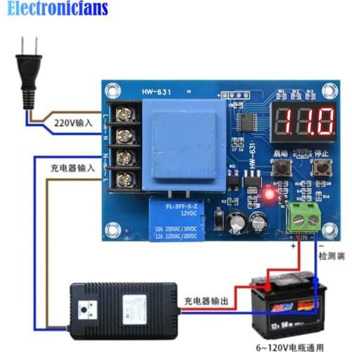 XH-M602 Digital Control Battery Lithium Battery Charging Control Module Battery Charge Control Switch Protection Board 3.7-120V