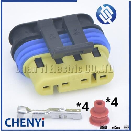1 set 4 pin car waterproof auto connector female wiring harness electrical sensor connector plastic sheath