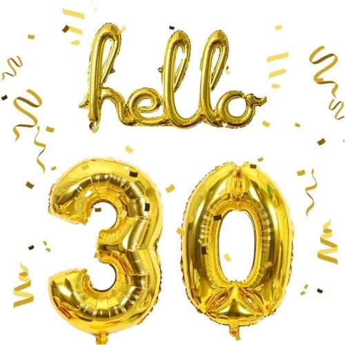 1 PCS Rose Gold Hello 30 Letter Number Balloons 30/40/50/60th Birthday Party Decor 30 Number Link Balls Inflatable Air Globos