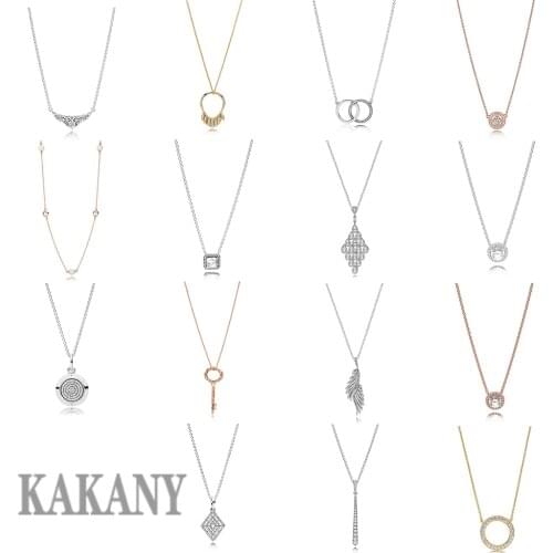 100% 925 Sterling Silver Original Model Charm Necklace Female Heart-shaped Valentines Day Heart-shaped Necklace Fashion Jewelry