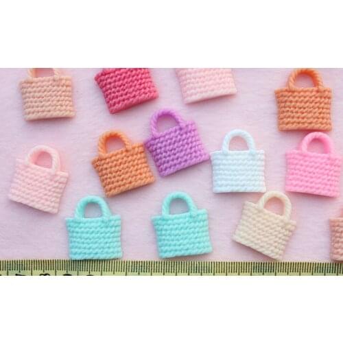 150pcs Resin big Deco pastel colorful hand bag cabochons Flatbacks Kawaii 25mm matte pastel