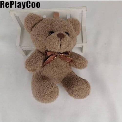 20PCS/LOT Kawaii Small Cute Joint Bears Sitting Bear 9CM Stuffed Plush With Chain Toy Cute Bear Mini Bear Toys Gift DTSS0