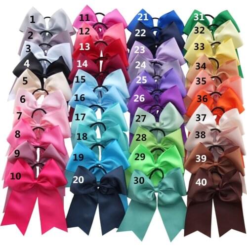 8 inch Celebrating Bow Elalstic bands Loop Joyous Leading bow Teen Girls Women Ponytail Hair Holder Large hair bows 40 pcs