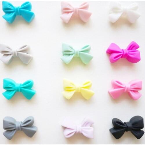 50pc Bowknot Silicone Beads BPA Free Bow Tie Baby Teething Bead For DIY Pacifier Chain Jewelry Making Chewable Baby Teether Gift