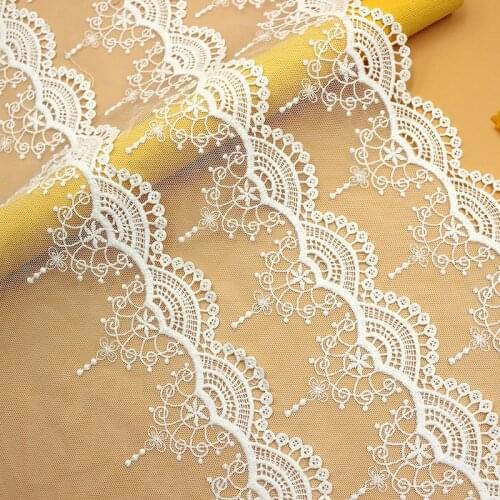 Free Shipping Delicate Soft Mesh 3layer Embroidered Lace Trim Lace Fabric DIY Handmade Lace Sewing Accessories 35cm 3Yds/lot