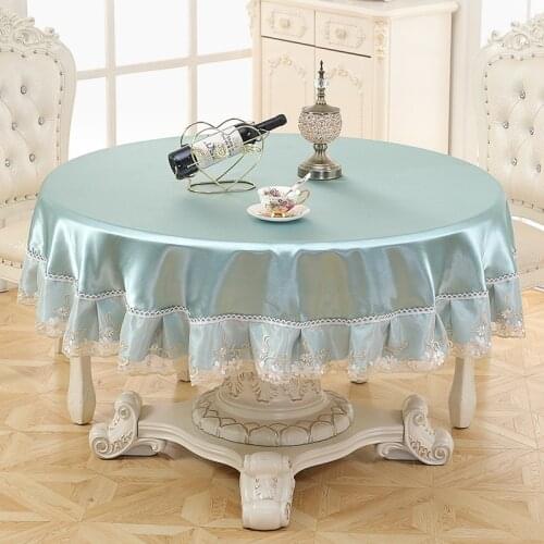 Flower Embroidered Decorative Tablecloth Round Table Cloth Hotel Restaurant Table Cover Tea Coffee Table Cover for Event Banquet