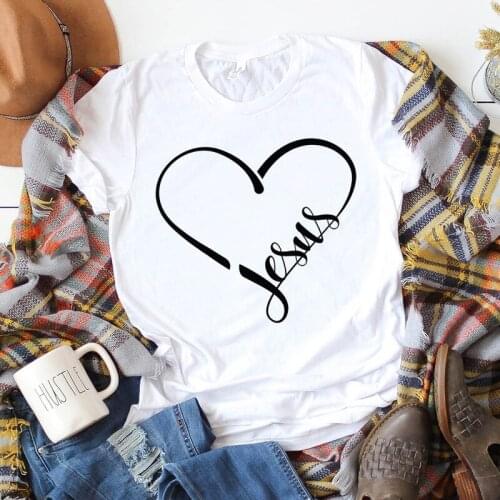 Jesus Heart Pure Cotton T-shirt Unisex O-Neck Graphic Christian Apparel Tees Casual Women Jesus Religion Top Tshirt Dropshipping