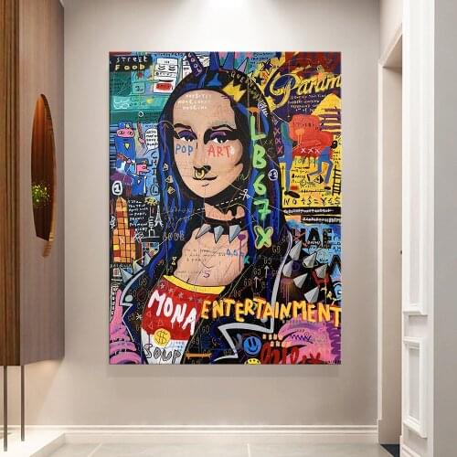 Banksy Graffiti Art Mona Lisa Poster Picture Abstract Canvas Painting Posters and Prints Wall Canvas Art Living Room Home Decor