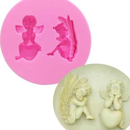 M1010 Angel Boy With heart Shape 3D Silicone Cake Mold Fondant Cake decorating Tools For Cupcake decoration