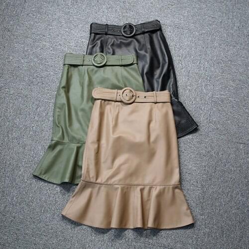 2021 New Arrival Women Fashion Genuine Leather Skirt High Waist Girdle