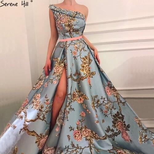 New Sleeveless One-Shoulder Sexy Evening Dresses 2020 Diamond Embroidery Fashion Luxury Formal Evening Gown LA6593