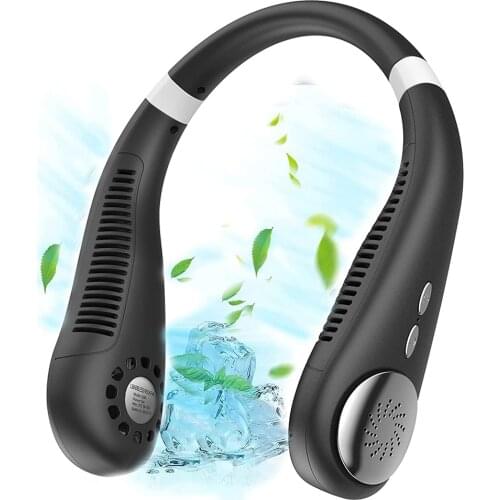 New Leafless Hanging Neck Fan Sport Cooling Fan USB Rechargeable Mini Personal Neck Hanging Fan Portable Adjustable Air Cooler