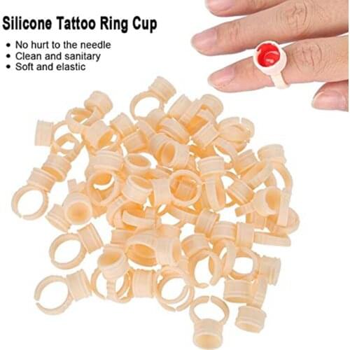 Disposable Permanent Makeup Pigment Rings Cups Silicone Tattoo Ink Rings Holder Ring for Microblading Eyebrow Lip Pigment