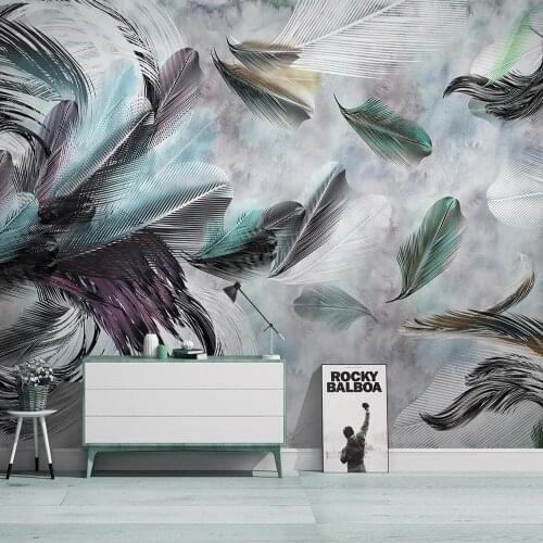 Custom 3D Photo Mural Wallpaper Modern Abstract Retro Colorful Feather Art Wall Painting Home Decor Papers Papel De Parede Sala