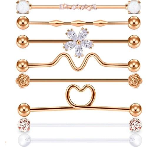 Industrial Barbell Earrings 14g Surgical Stainless Steel Industrial Piercing Jewelry Bar 38mm 1 1/2" for Women Men