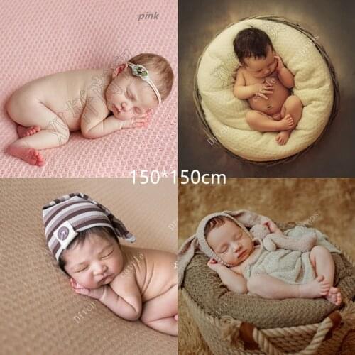 150 * 150 cm newborn photography props, knitted fabric envelope photography background, baby blanket, newborn basket filler