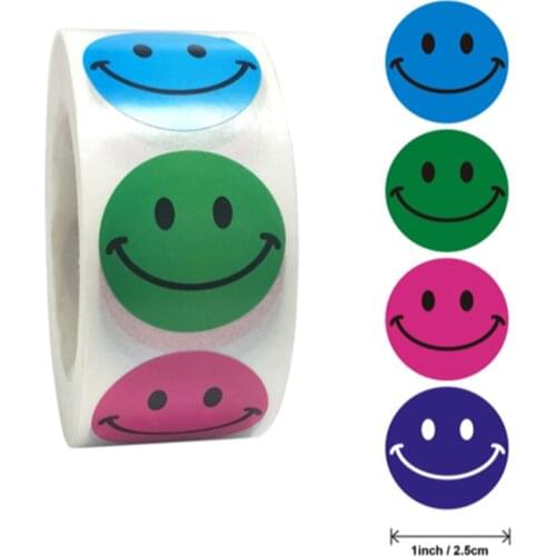 Smiley Face Stickers 500Pcs/roll for Kids Reward Sticker colorful Dots Labels Happy Smile Face Toys Gift Sealing Stickers school