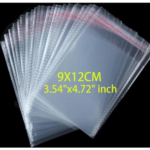 12*9cm 100 Pcs/Lot Self Adhesive Plastic Bag Self Adhesive Seal Bag Clear Resealable Cellophane/Poly Bags Transparent OPP Bag