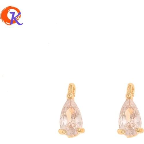 Cordial Design 50Pcs 3*7MM Jewelry Accessories/Hand Made/Earring Findings/Drop Shape/Genuine Gold Plating/DIY Making/CZ Charms