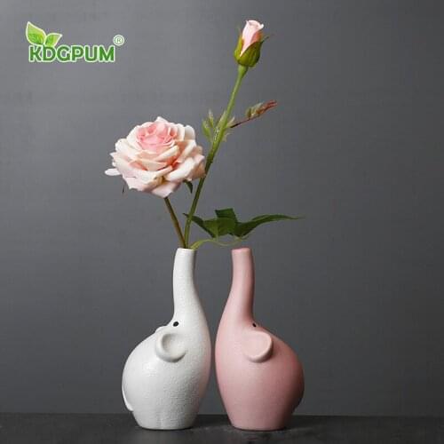 Modern Handmade Ceramic Vase Elephant Animal Art Flower Arrangement Nordic Creative Home Decoration Ornaments