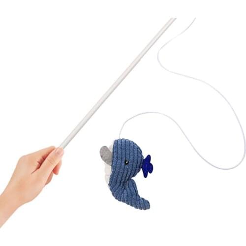Pet Supplies Plush Whale Pet Kitten Cat Teaser Stick Wand Rod Funny Interactive Play Toy Plush Interactive Toy pet cat toys
