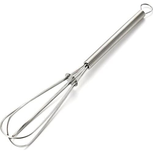 Spring Handle Stainless Steel Egg Cream Butter Whisk Stirring Balloon Wire Whisk Manual Egg Beater Mixer Kitchen Baking Utensil