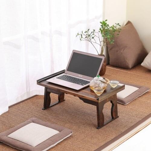 Japanese Style Antique Small Tea Table / Computer table Folding Legs Rectangle Paulownia Wood Traditional Furniture Low Table