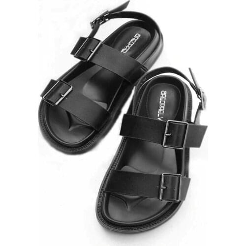 STAN SHARK 2019 Summer New Thick-soled Korean Cross Sandals Flat Womens Shoes Summer Thick Open Toe Comfort Wild Roman Sandals