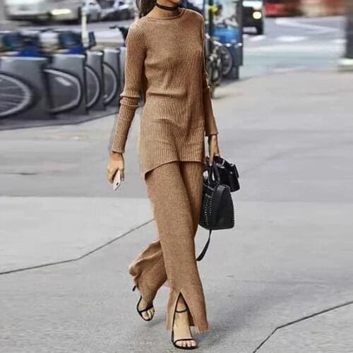 Women Casual Lace-Up Long Cardigan Coat And Soft Pants Home Suits Autumn Winter Outfits Solid Office Lady Fashion Two Piece Sets