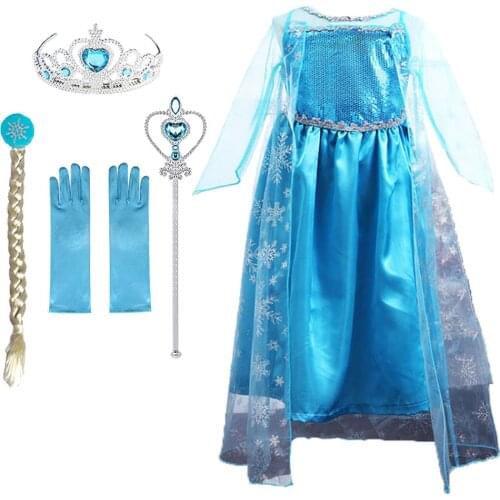 Girls Elsa Dress Kids Cosplay Snow Queen 2 Elza Costume Children Fancy Disguise Anna Birthday Party Princess Dresses New Clothes