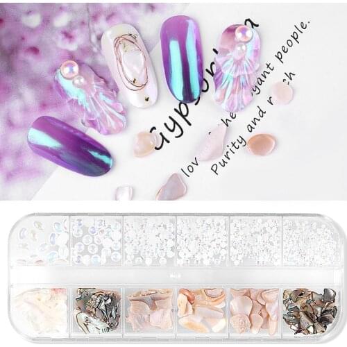 1 Box 3D Ocean Theme Abalone Shell Irregular Pearl Beads Nail Art Decorations UV Gel Flake Slider Nails Shimmer Jewelry Tips