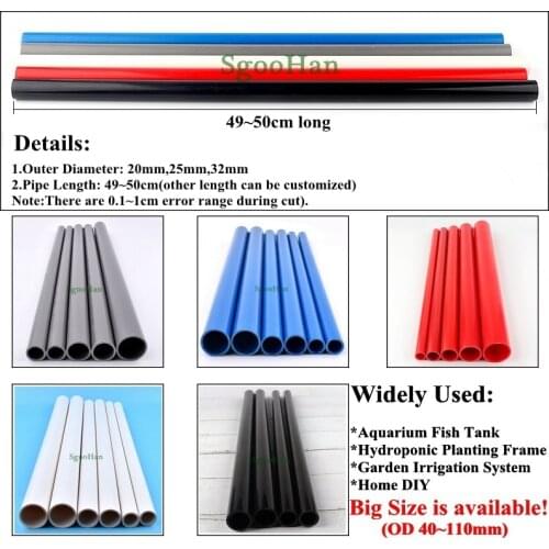 1pc 49-50cm Long OD 20/25/32mm UPVC Pipe Aquarium Tank Fittings Home Garden DIY Irrigation System PVC Tube Water Supply Pipe