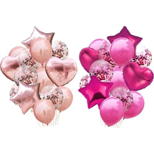 14pcs Multi Confetti Balloon 18inch Star Heart Balloon Birthday Wedding party Theme party Helium balloons Boy Girl Baby Shower