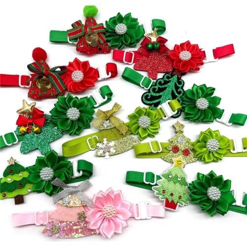 50/100pcs Pet Puppy Dog Cat NeckTie Christmas Tree Style Adjustable Dog Ties Dog Accessories for Small Middle Dog Holiday Collar