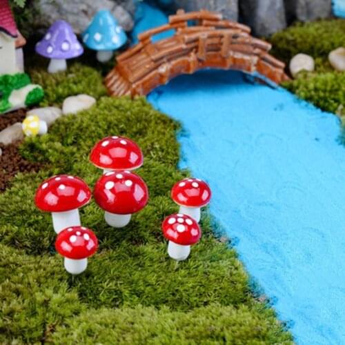 8Pcs Mini Multicolor Artificial Mashroom Landscape Crafts Bonsai Garden Decor Resin Micro Landscape Miniature Figurines