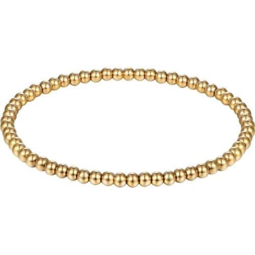 New Fashion Style Men Women Wide 4mm and 6mm Stretchable Bead Bracelets High Quality Stainless Steel Two Sizes Jewelry Wholesale