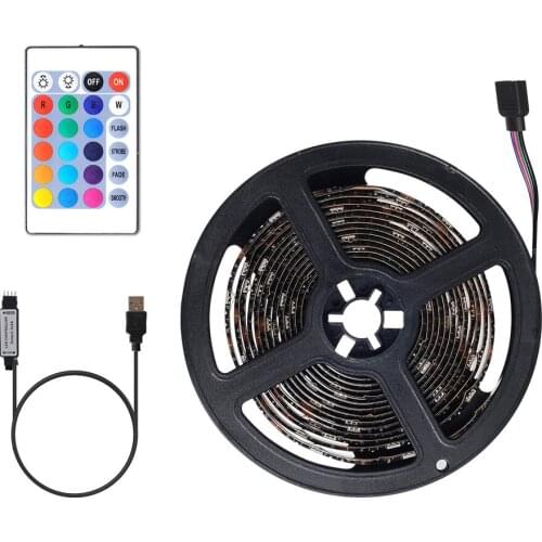 DC 5V RGB colorful light with 16 colors remote dimming LED night light 3M bedside lamp USB light bar TV backlight