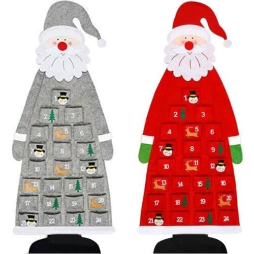 Santa Claus Christmas Tree Felt Countdown Calendar 24 Day Xmas Party Decor Pendant Advent Calendar 24 Decorate Drawers