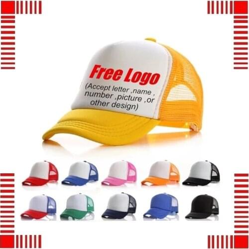 Child Baby DIY Custom Logo Trucker Hats Summer Boys Breathable Acrylic Print Logo Baseball Caps Kids Girls Snapback Hats