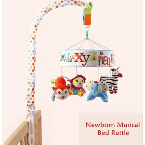 Baby Rattles Toys 0-12 Months Newborn Crib Mobile Bed Bell Musical Rattles Cartoon Colorfull Letters Early Learning Toys