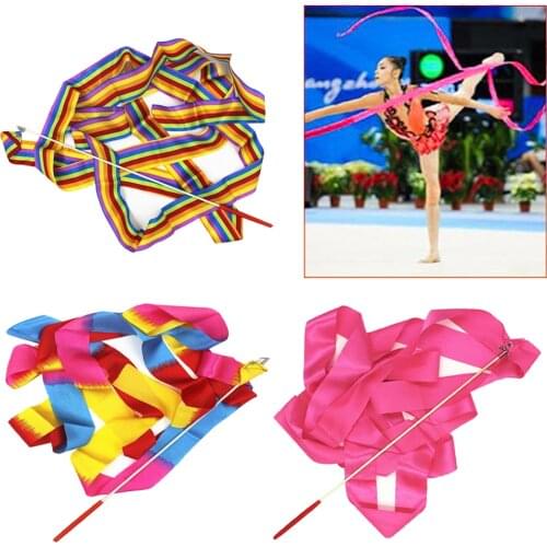 Kids Dancing Gymnastics Ribbon Wands, 4Meters Rhythmic Artistic Twirling Ribbons