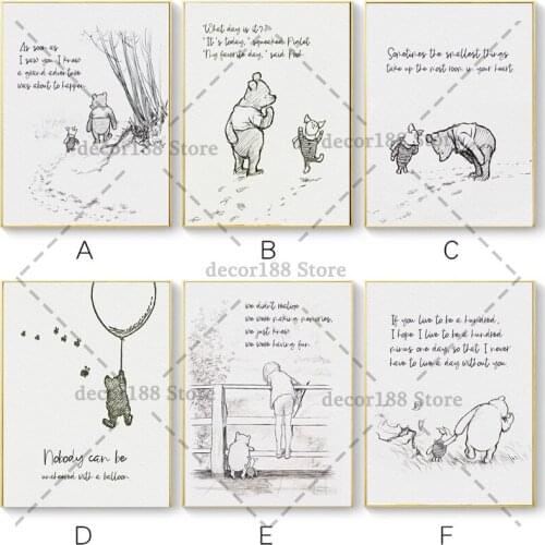 Disney Canvas Painting Cartoon Winnie The Pooh Posters Prints Movie The Nursery Kids Children Room Decoration Pictures Baby Gift