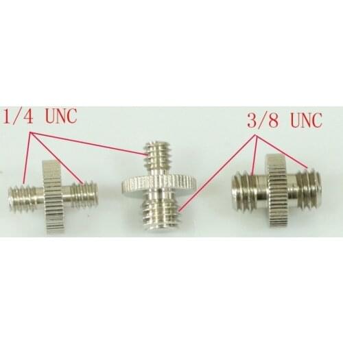1/4" to 1/4" & 1/4" to 3/8" & 3/8" double male adaptors for tripod camera 5D2 (pack of 3)