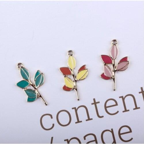 Enamel Multicolor Leaves tree Branches charm Alloy pendants for Diy Handmade Jewelry Making Bride Hair Bracelet Necklace Fitting