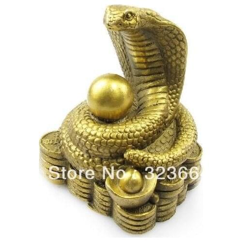 Nice Chinese Bronze Fengshui Money Snake Figure 4"H