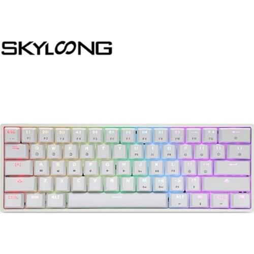 SKYLOONG Gk61 Teclado Mecánico Gamer Keyboard White Keycaps Mini PC Usb Gaming Accessories Stickers Gateron Yellow Tablet/Laptop