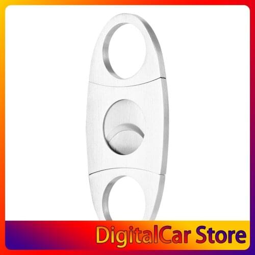 Pocket Size Classic Comfortable Grip Stainless Steel Double Blade Cigar Cutter Knife Scissors Shears For Cigar Cutting Silver